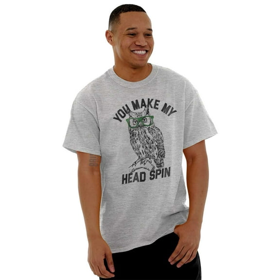 Make Head Spin Hipster Glasses Owl Men's Graphic T Shirt Tees Brisco Brands M