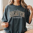 thumbnail image 1 of Make Heaven Crowded Women's Graphic T-Shirt, Leopard Print Christian Varsity Tee, Short Sleeve Crewneck Top, 1 of 5