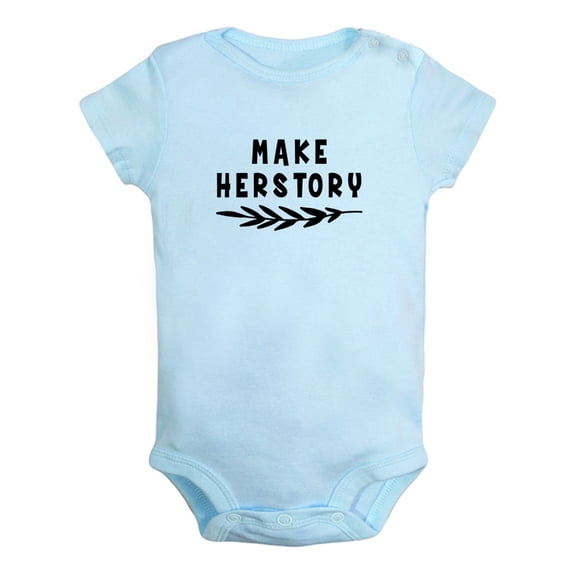 Make Herstory Funny Rompers For Babies, Newborn Baby Unisex Bodysuits, Infant Jumpsuits, Toddler 0-24 Months Kids One-Piece Oufits (Blue, 12-18 Months)