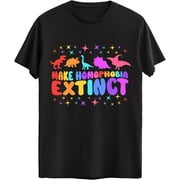 Make Homophobia Extinct Dinosaur Graphic Shirt Short-Sleeve Cotton Pride Day Printed Tshirt for LGBTQ
