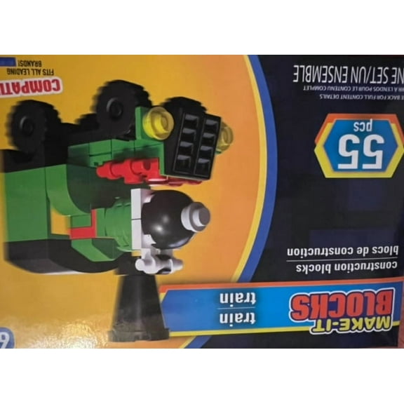 Make It Blocks 56 Piece Tube, Train Construction Building Stem/Steam Toy, Interlocking Mini Puzzle Blocks for Kids