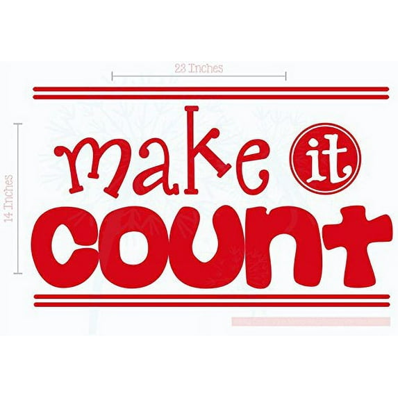 Make It Count Motivational Wall Stickers Vinyl Lettering Decals Quote 23x14-Inch Cherry Red