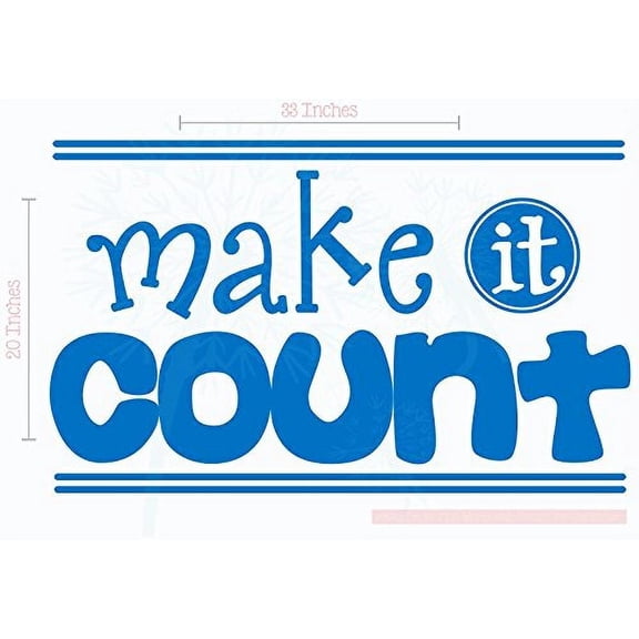 Make It Count Motivational Wall Stickers Vinyl Lettering Decals Quote 33x20-Inch Traffic Blue