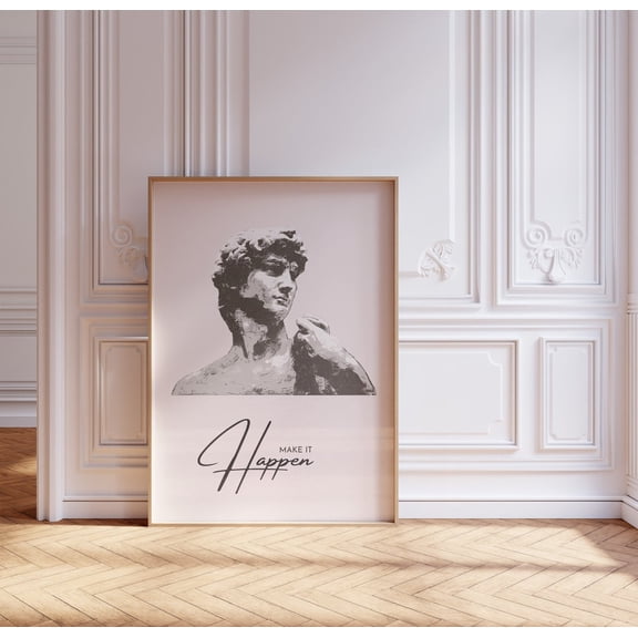 Make It Happen Quote Retro Office Motivational Poster Art, Unframed Poster