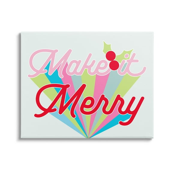 Make It Merry Bold Christmas Stripes Holiday Graphic Art Gallery Wrapped Canvas Print Wall Art