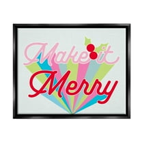 Make It Merry Bold Christmas Stripes Holiday Graphic Art Jet Black Framed Art Print Wall Art