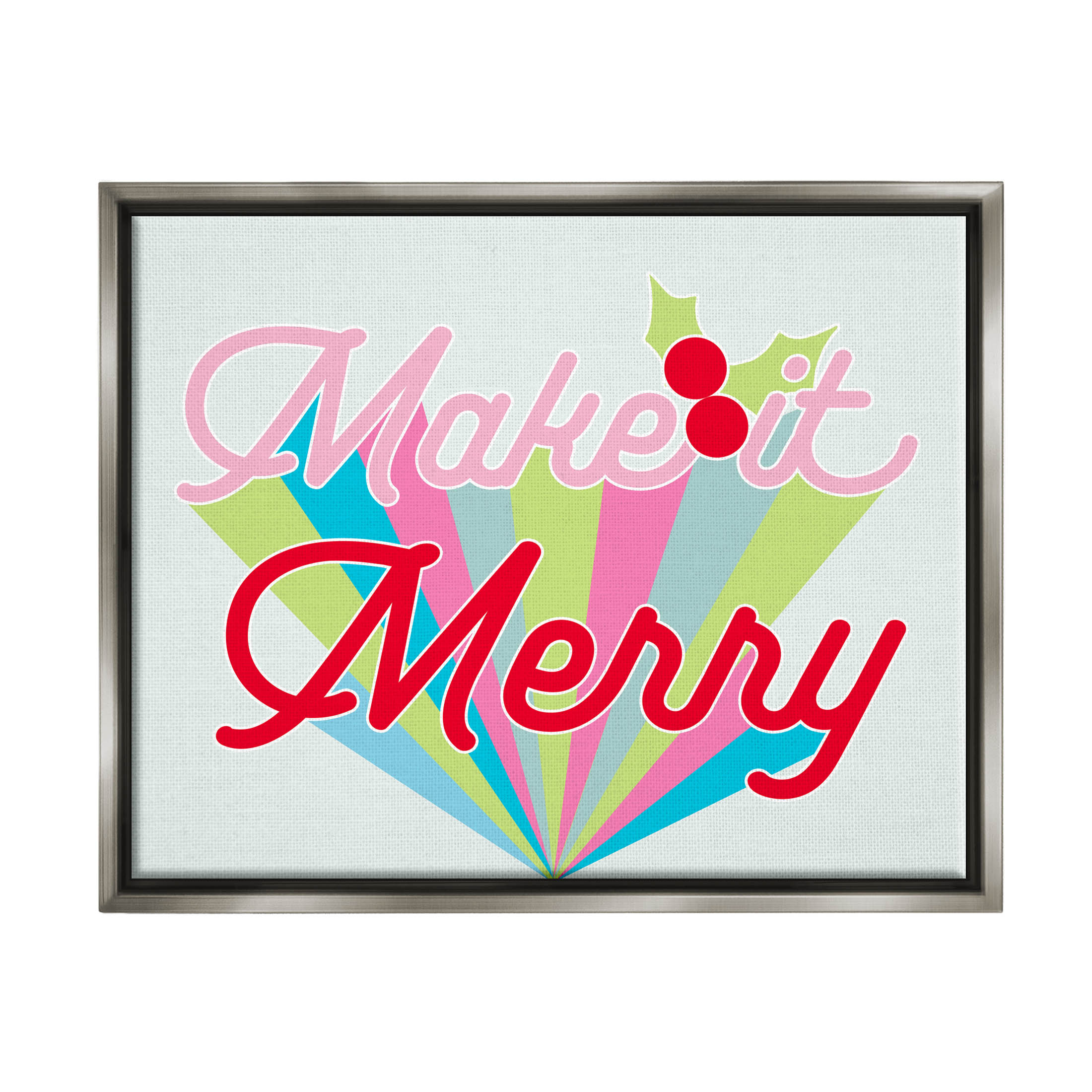 Make It Merry Bold Christmas Stripes Holiday Graphic Art Luster Gray Framed Art Print Wall Art