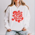 thumbnail image 1 of Make It Merry Cursive Distressed - Women's Lightweight Garment Dyed Sweatshirt, 1 of 10