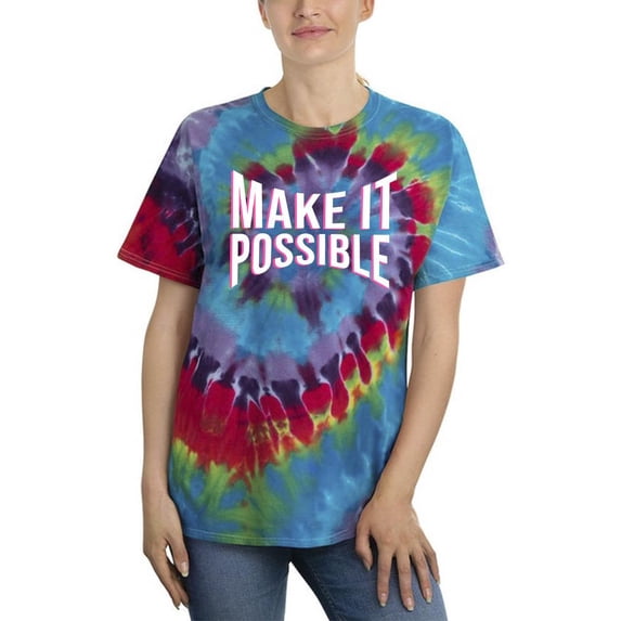 Make It Possible Slogan Tie Dye Spiral Women -Image by Shutterstock, Female x-Large