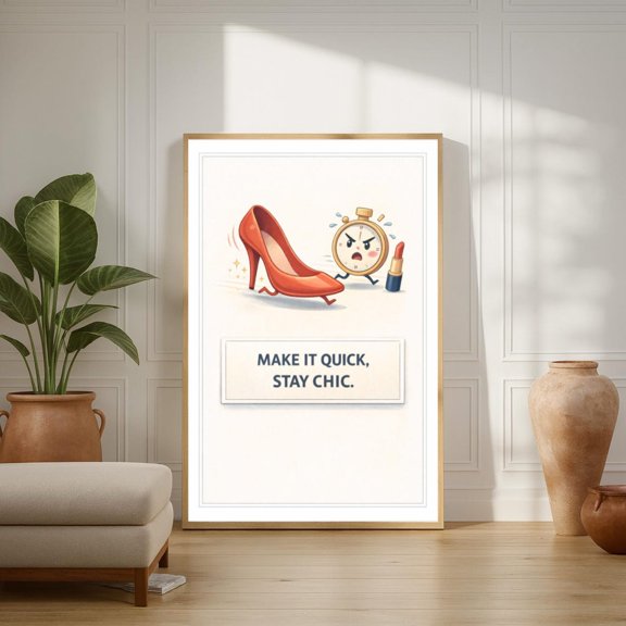 Make It Quick Stay Chic Poster Fashion Powder Room Wall Art, Unframed Poster