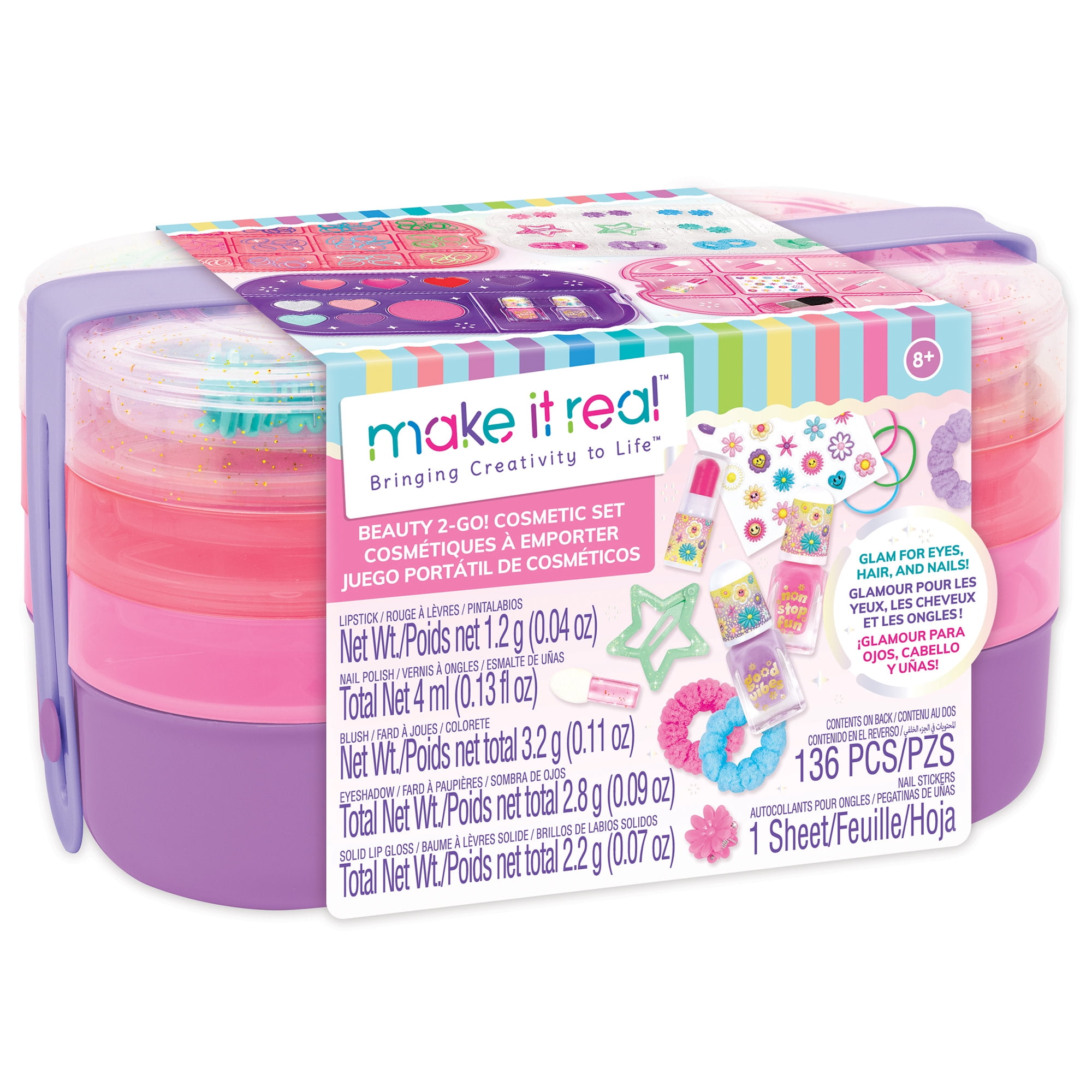 Make It Real: Beauty 2-Go! Cosmetic Set - 136pcs, Glam for Eyes