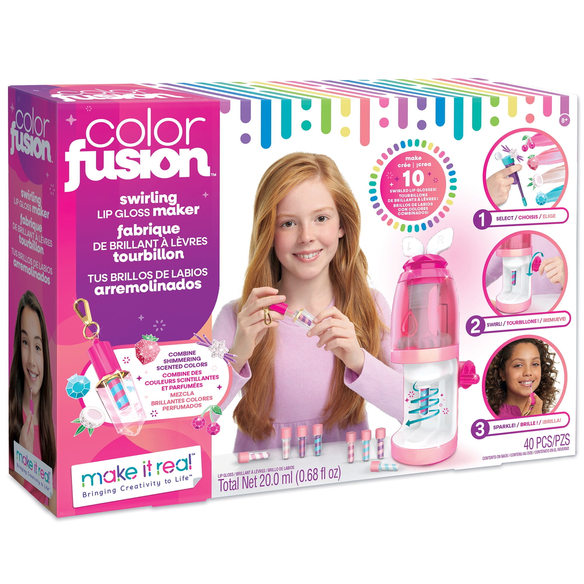 Make It Real: Color Fusion: Swirling Lip Gloss Maker DIY Kit - Make 10  Swirled Lip Glosses, DIY Kit, Combine Shimmering Scented Colors, Mix &  Match 5 Colors, Tweens & Girls, Kids