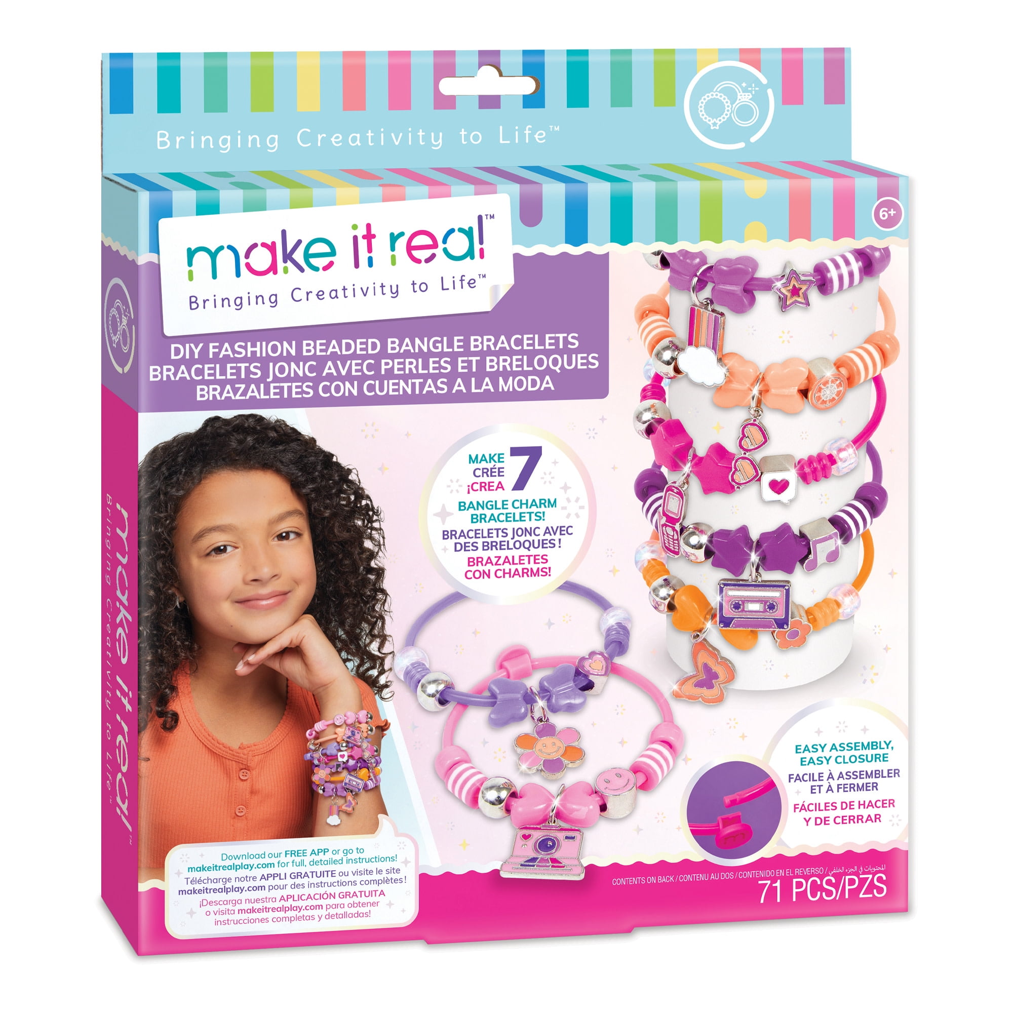 Make It Real: DIY Fashion Beaded Bangle Bracelets Kit, 71 Pieces ...
