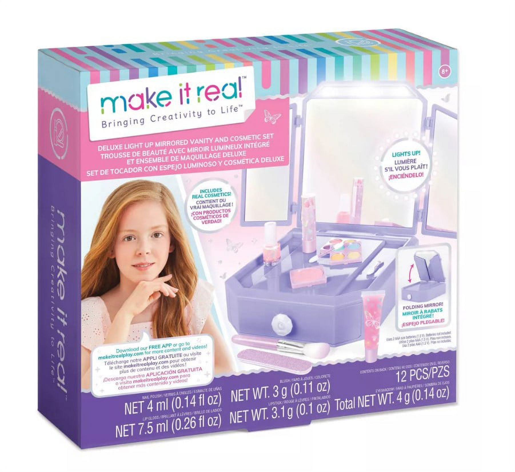 Make It Real Deluxe Light Up Mirrored Vanity and Cosmetic Set
