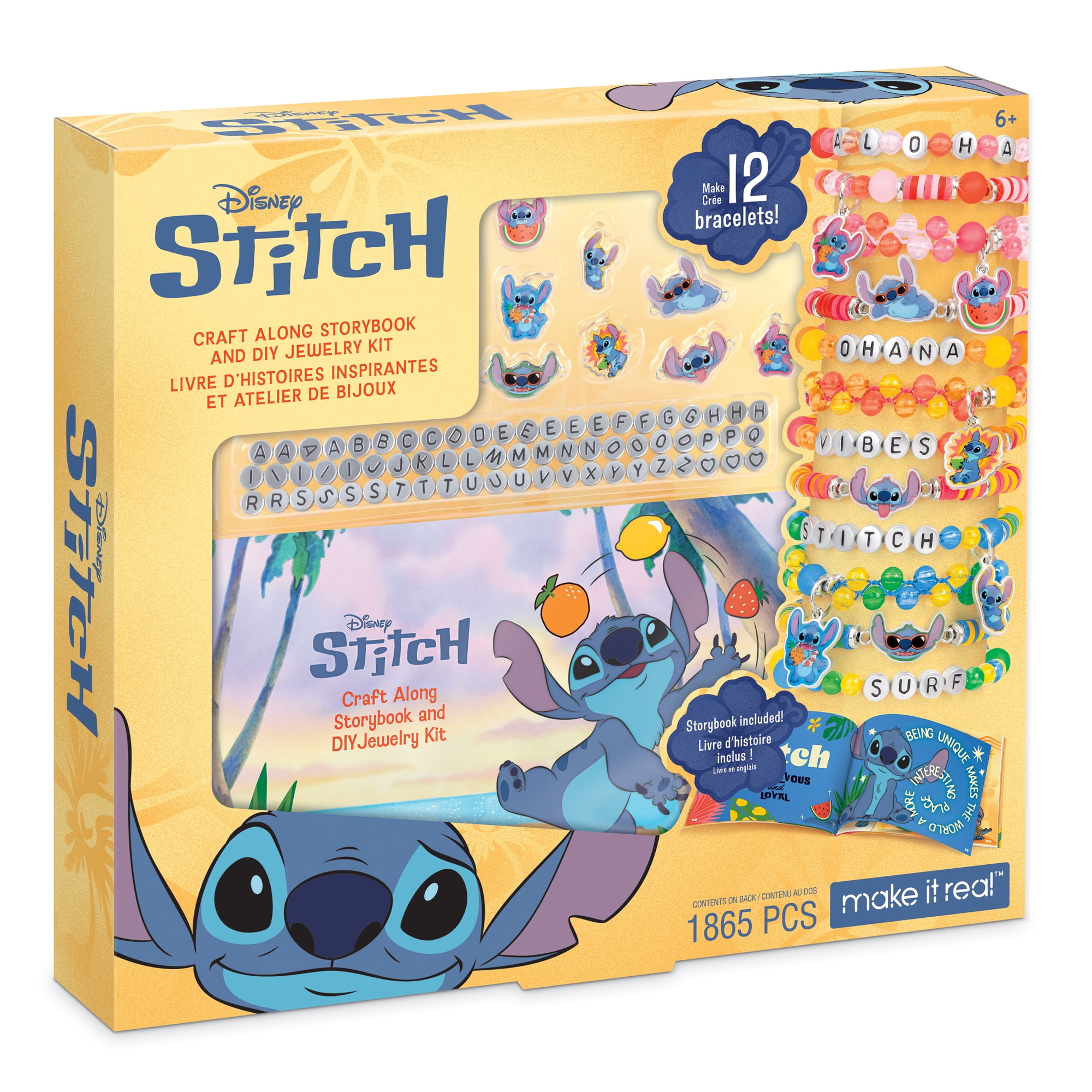 Make It Real Disney's Stitch Craft Along Storybook and DIY Jewelry Kit, Children Ages 8 and up