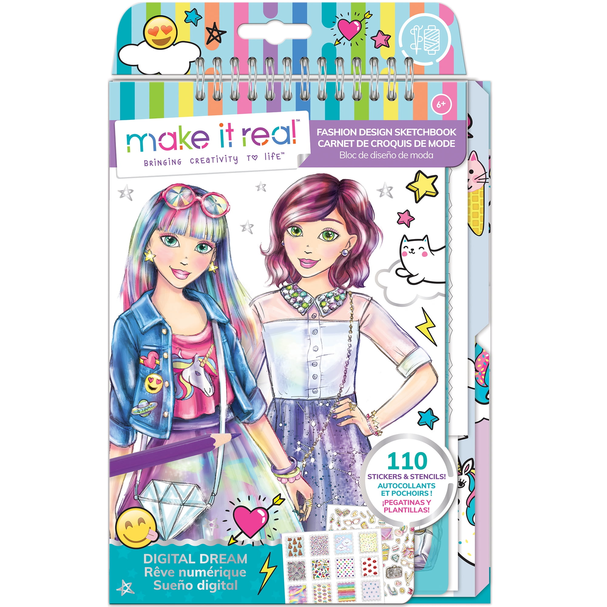 Make It Real – Fashion Design Sketchbook: City Style - Inspirational  Fashion Design Coloring Book for Girls - Includes Sketchbook, Stencils,  Stickers
