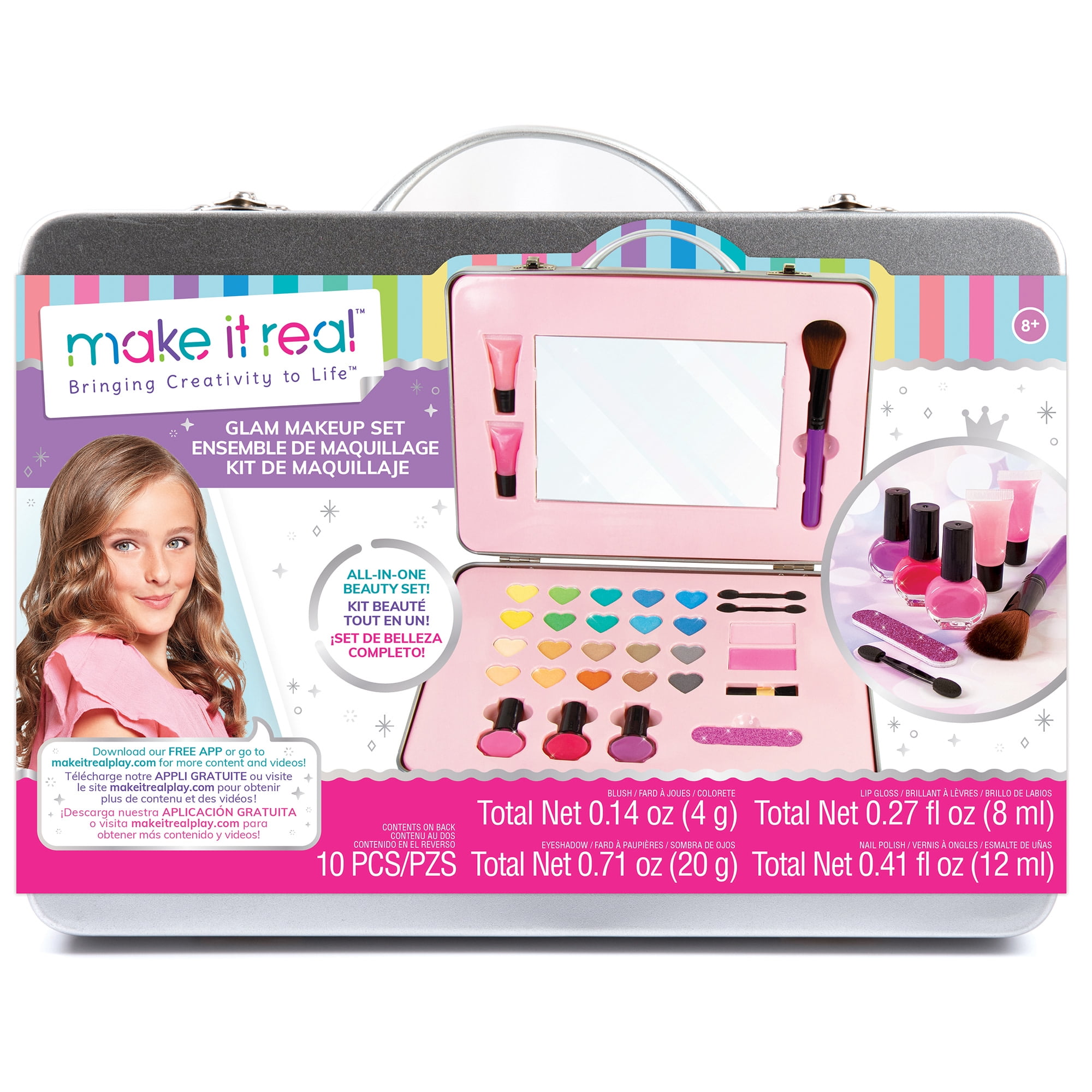 Make It Real: Glam Makeup Set - 10 Piece Travel Hard Case, Tweens ...