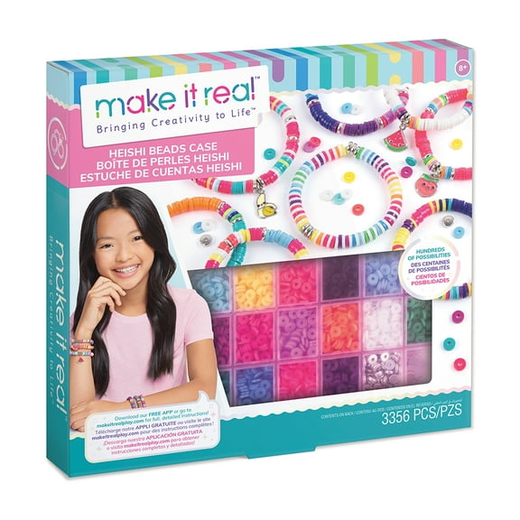 Make It Real Heishi Bead Storage Square Box, DIY Jewelry Kit, 3356 Pieces, Ages 8 +
