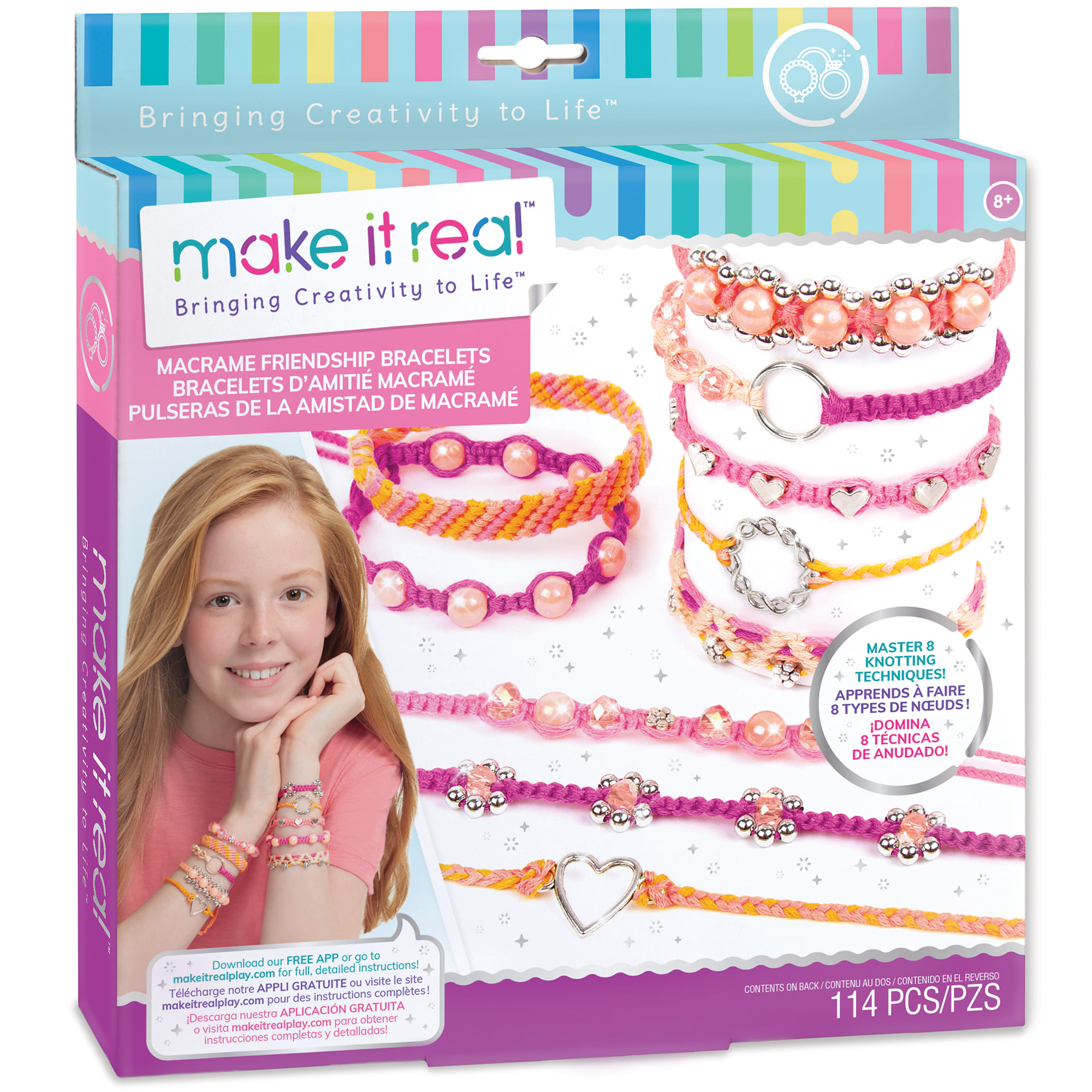 Make It Real: Macrame DIY Friendship Bracelets - Create Unique Cord Charm  Bracelets, Master 8 Knotting Techniques, 114 Pieces, Tweens & Girls Ages 8+