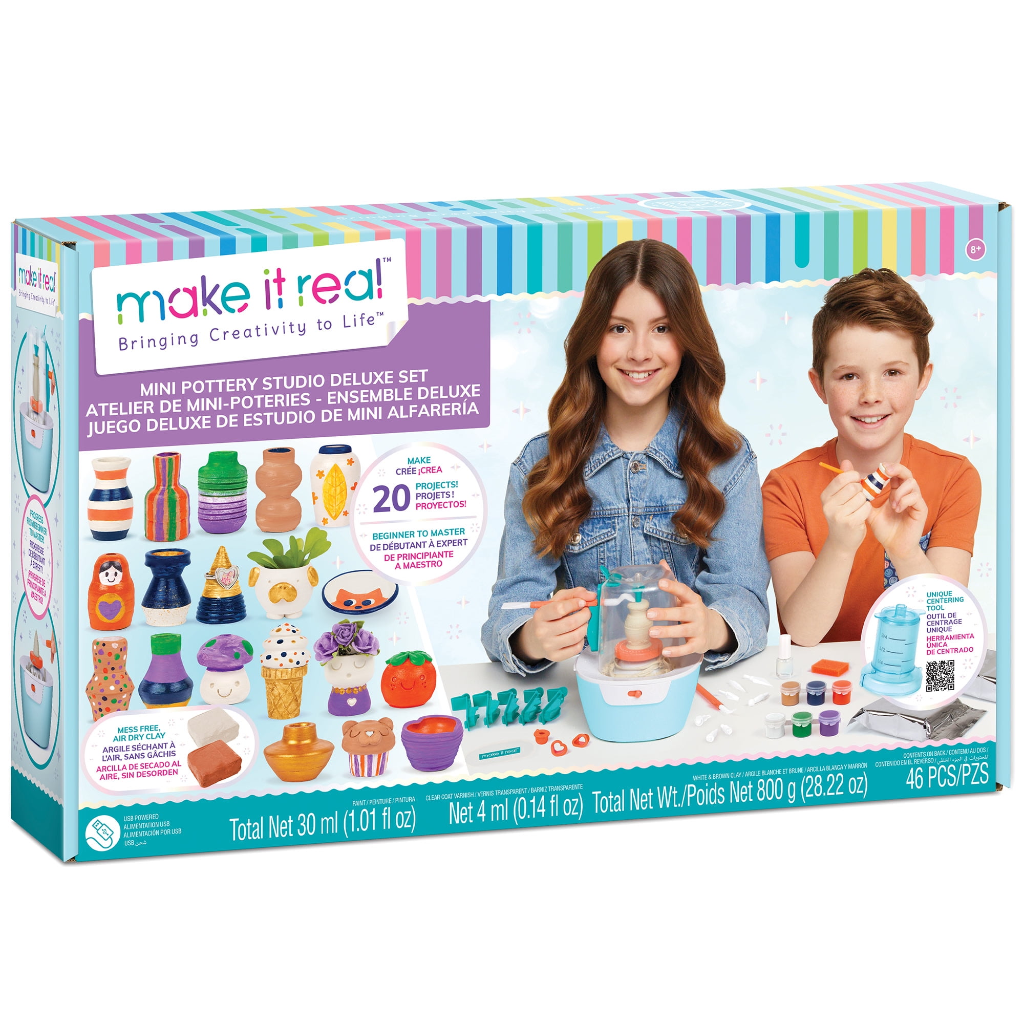 Make It Real Mini Pottery DIY Studio Deluxe Set, Age 8+ - Walmart.com