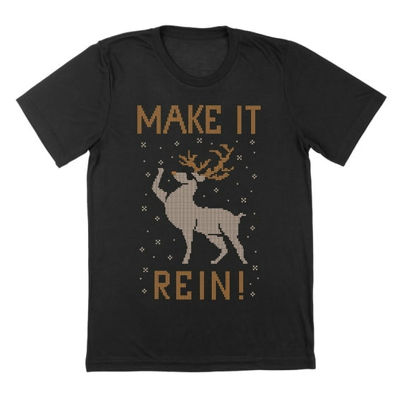 Make It Rein Humor Graphic Black Mens T-Shirt