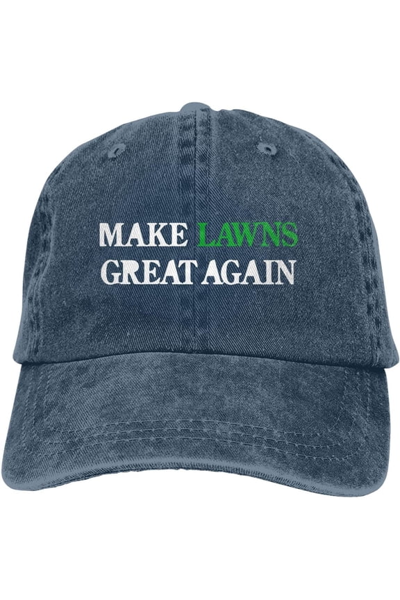 Make Lawns Great Again Hat Distressed Cotton Washed Baseball Cap Black Funny Denim Hats Unisex Adjustable