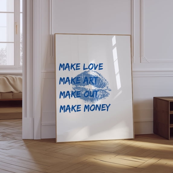 Make Love 70S Retro Typography Poster, Unframed Size 8x12