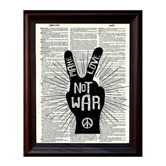 Make Love Not War - Dictionary Art Print Printed On Authentic Vintage Dictionary Book Page - 8 x 10.5