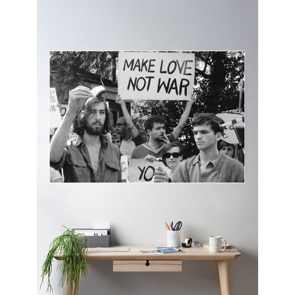 Make Love Not War Poster Wall Art, Modern Wall Decor For Living Room Bedroom, 8x12 UNFRAMED
