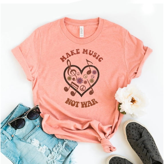 Make Love Not War T-shirt Pianist Shirt Piano Teacher Gift Tee Music Top Lover Festival Hippie No Freedom Peace Current Anti