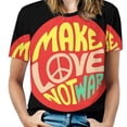 thumbnail image 1 of Make Love Not War Women's T-Shirt Short Sleeve T Shirts Tops Tee Ladies Loose T, 1 of 6