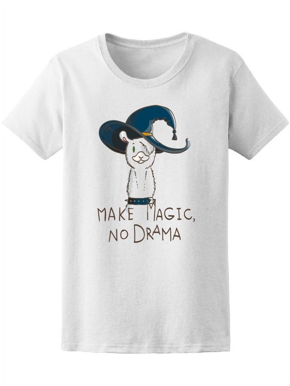 Make Magic No Drama Wizard Llama T-Shirt Women -Image by Shutterstock, Female x-Large