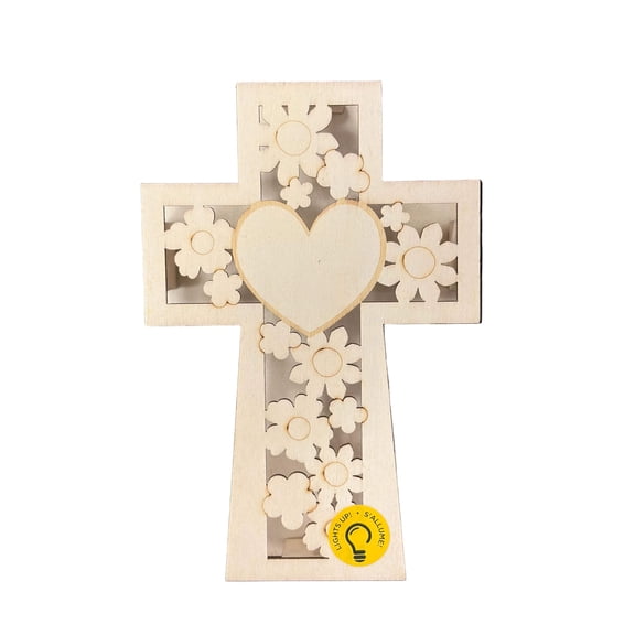 Make Market DIY LED Plywood Dcor Floral Cross (Tabletop Dcor)