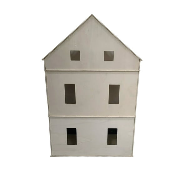 Make Market DIY Two-Story Dollhouse Kit - Unfinished Plywood Assembly Project - Natural - 36" Height - 22-Piece Set