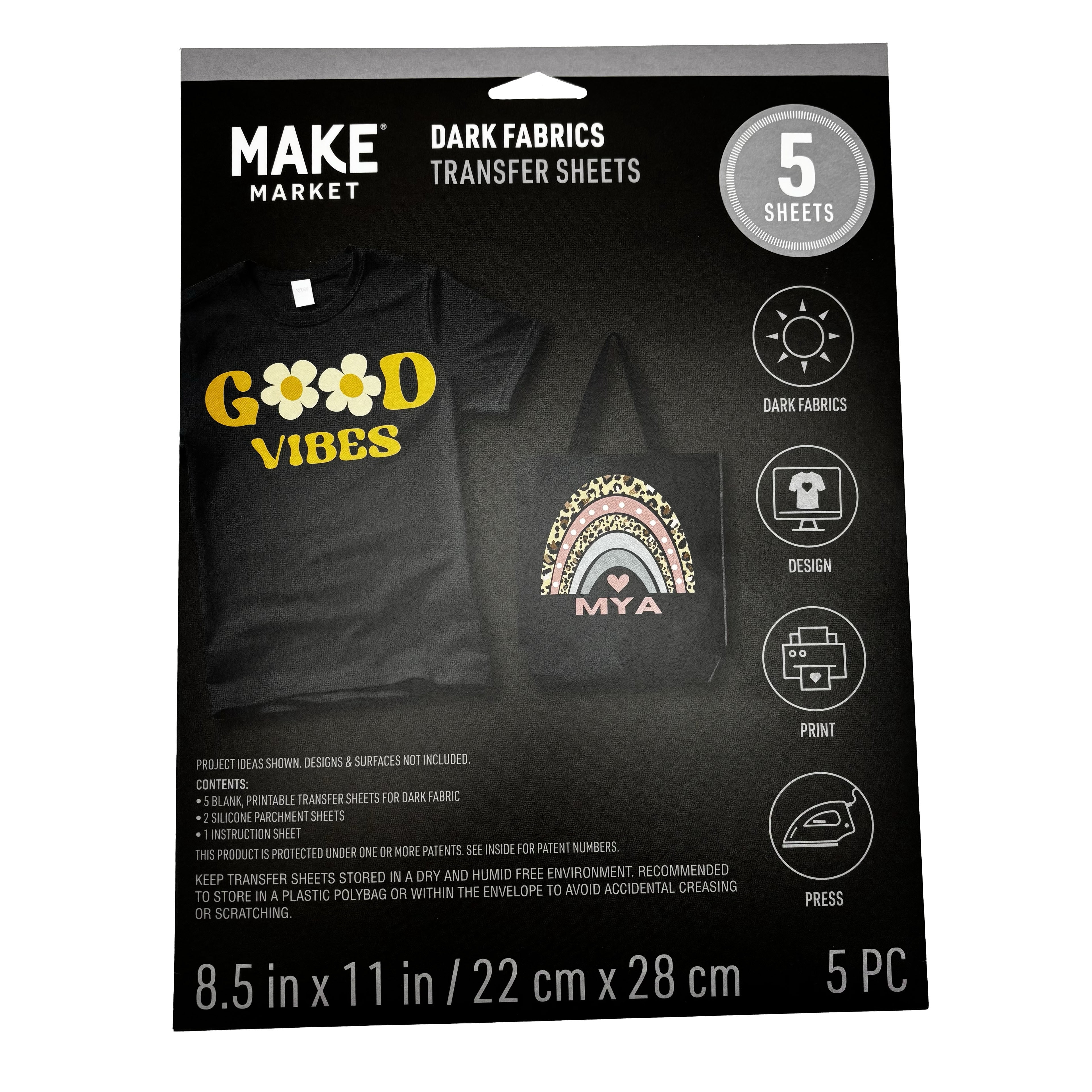 Make Market Dark Fabric Transfer Sheets, 8.5" x 11" (5ct.) , 6 Pack