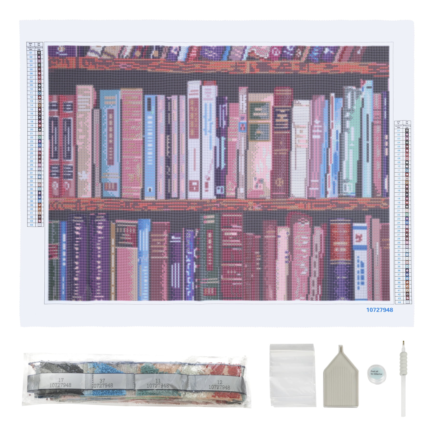 Make Market Diamond Art Kit - Full Coverage Books Bookshelf Theme - Multicolor - 18" x 24" - 1 Pack