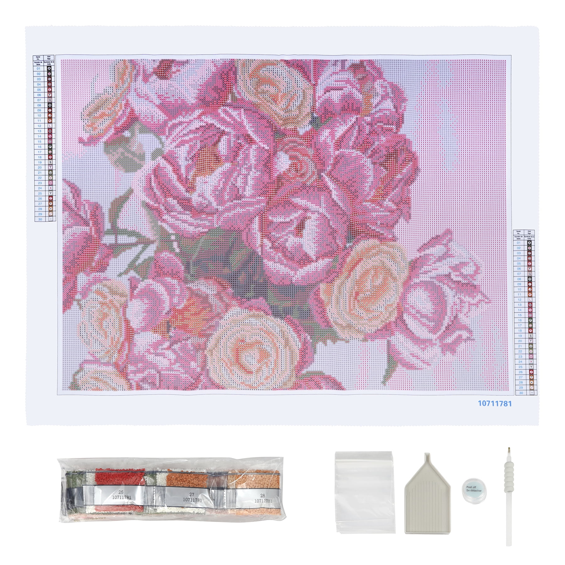 Make Market Diamond Art Kit - Full Coverage Peony Floral Theme - Multicolor - 18" x 24" - 1 Pack