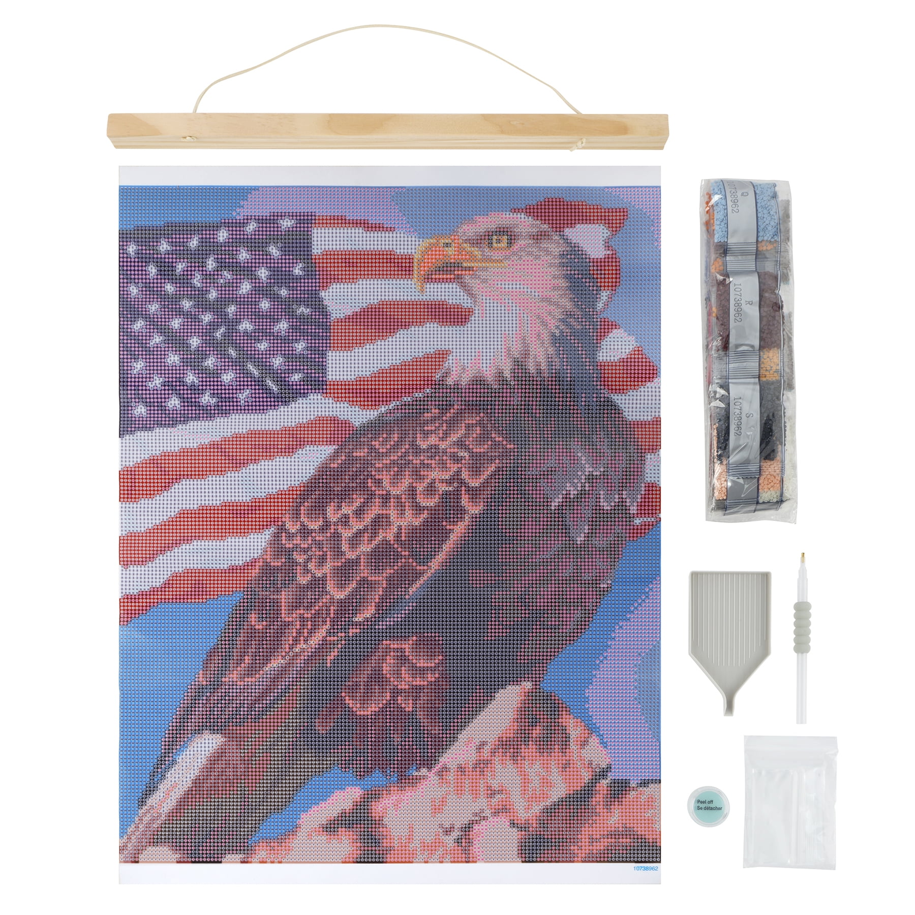 Make Market Diamond Art Kit - Patriotic Bald Eagle with Magnetic Frame - Multicolor - 16" x 20" - 1 Pack