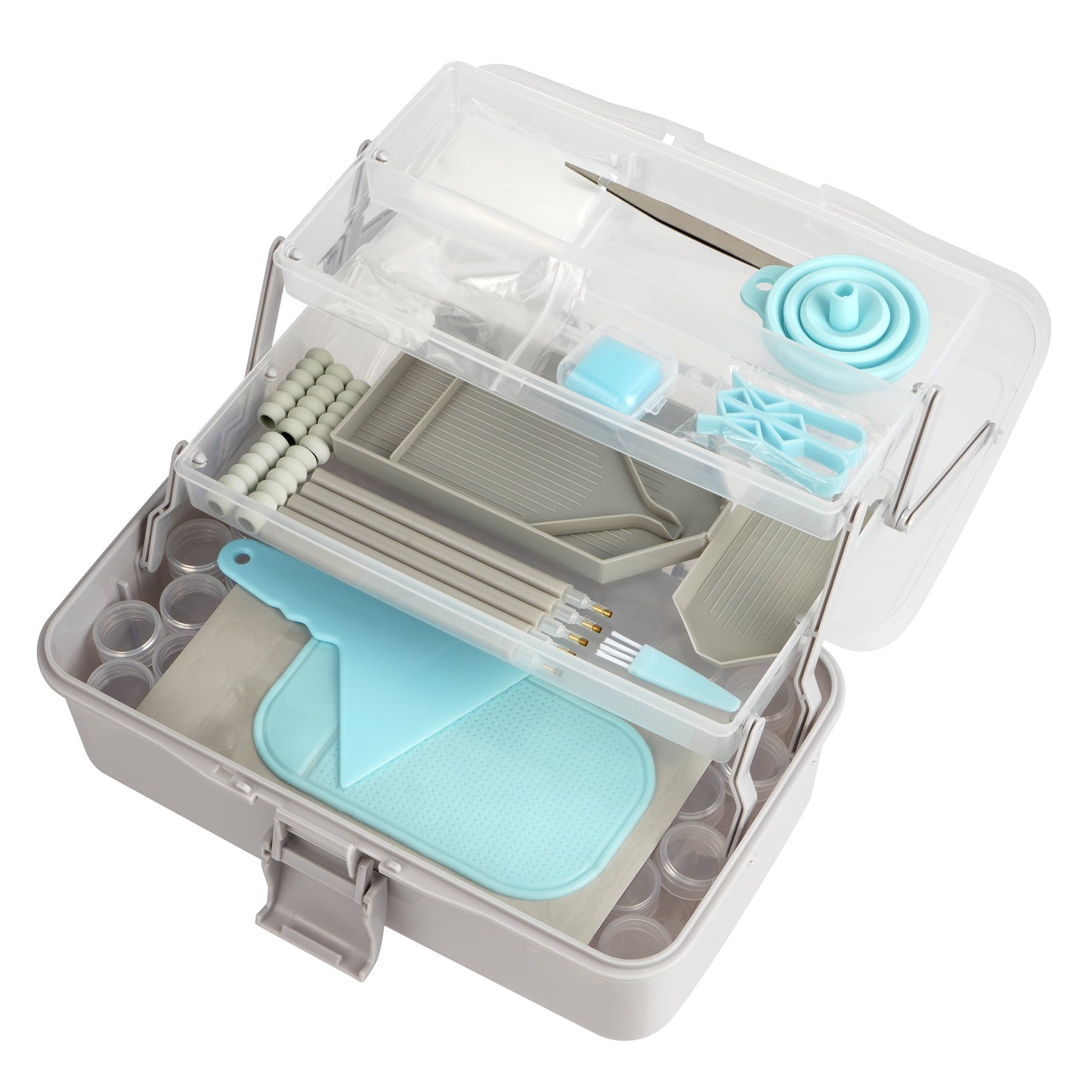 Make Market Diamond Art Tool Kit - 54-Bottle Storage & Stylus Set - Gray/Clear - 10.4" x 6.6" x 5" - 100+ Pieces