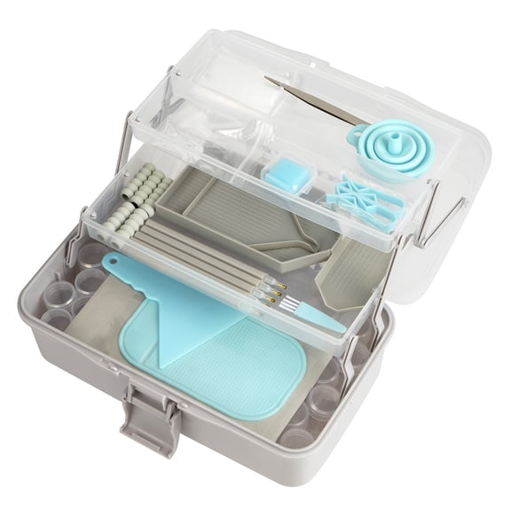 Make Market Diamond Art Tool Kit - 54-Bottle Storage & Stylus Set - Gray/Clear - 10.4" x 6.6" x 5" - 100+ Pieces