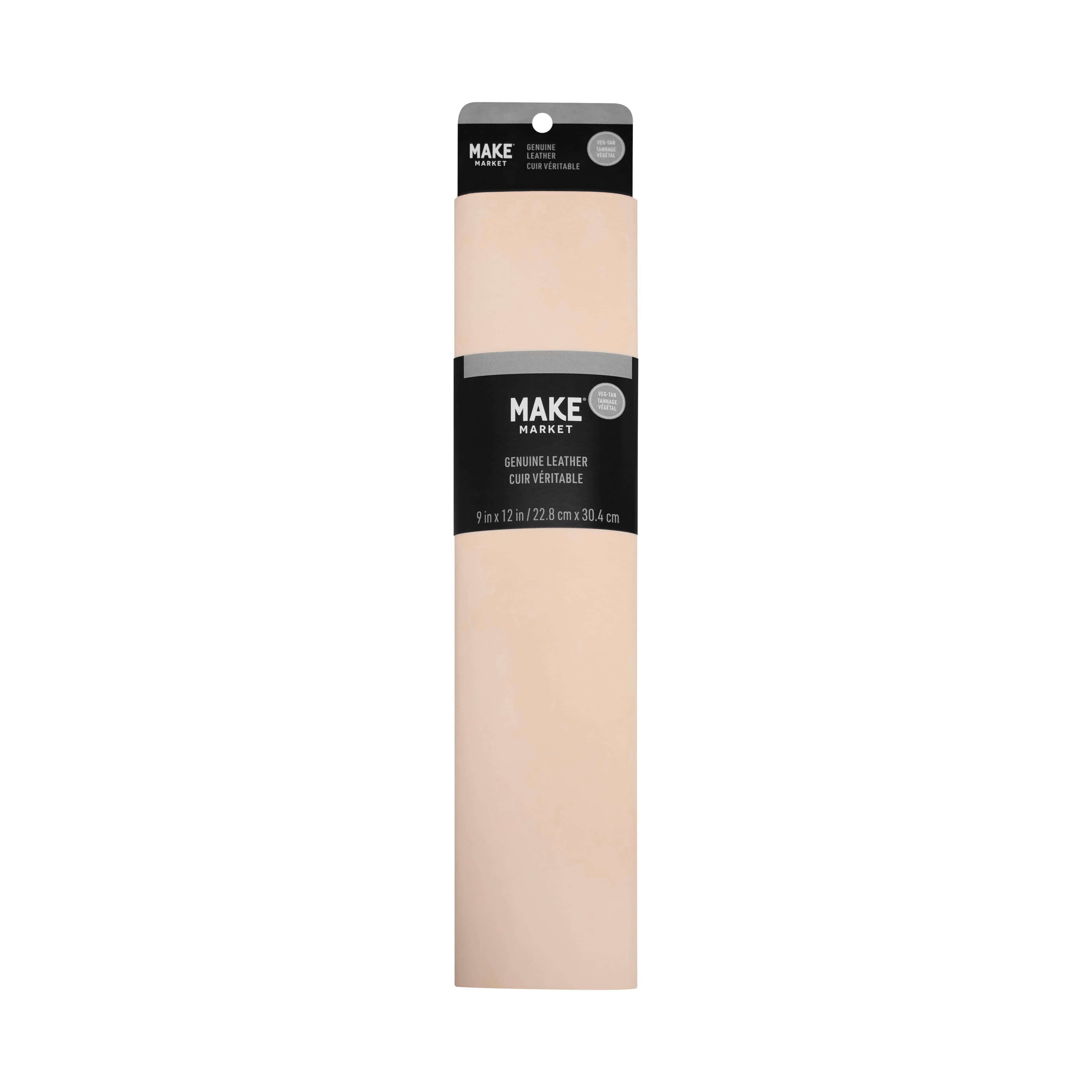 Make Market Genuine Leather Sheet, Premium DIY Crafting Material, Natural, 9" x 12", 1-Pack