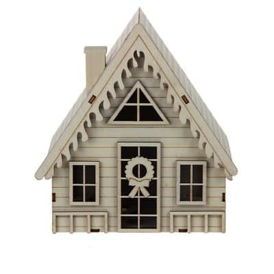 7" Unfinished Gingerbread House DIY LED Wood Dcor by Make Market - Holiday and Christmas Crafts
