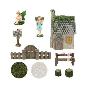 Make Market Miniature Set - Fairy-Themed Garden Cottage Accents - Multi-Color - 10 Pieces - 1-Pack