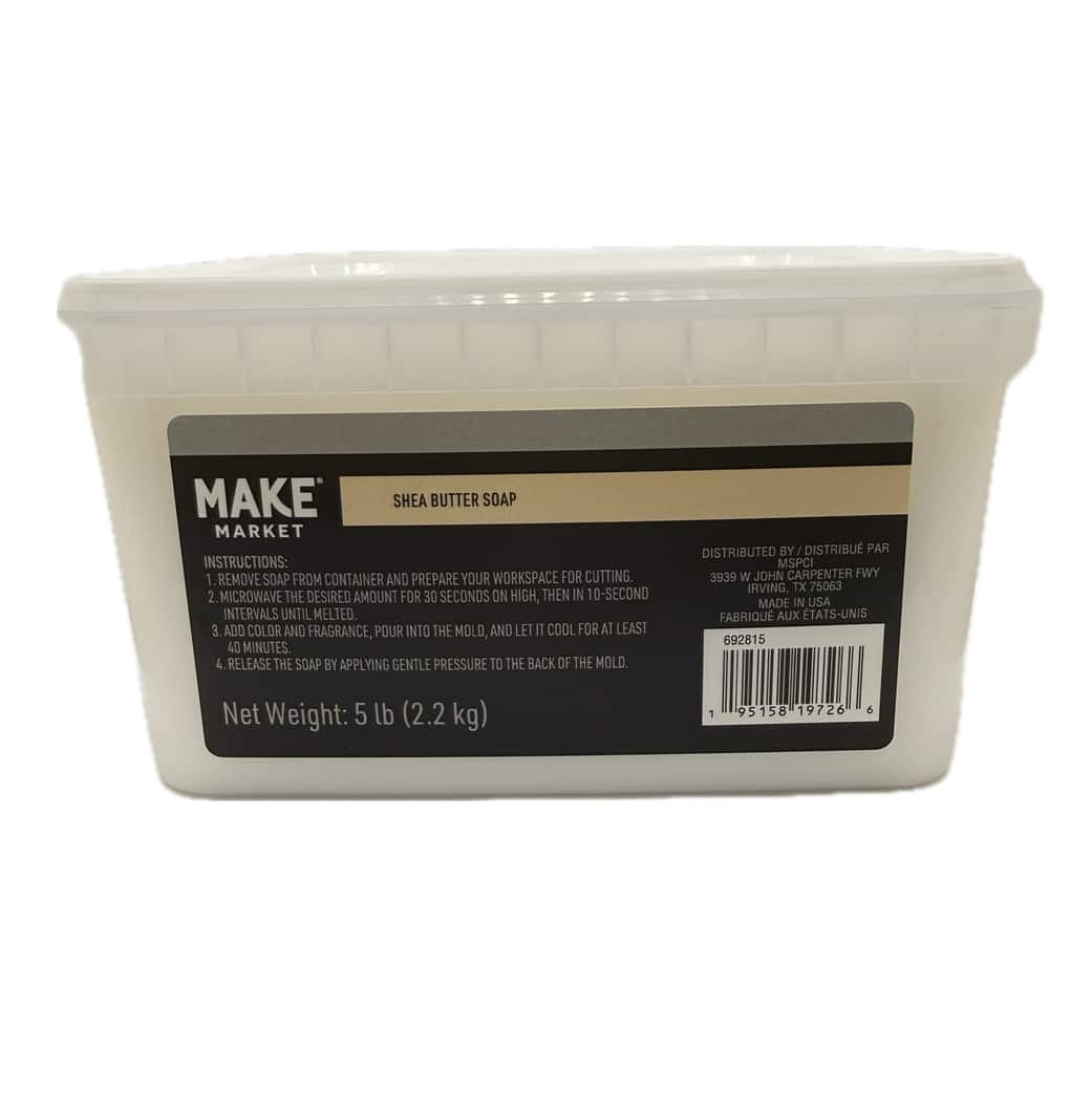 Make Market Soap Base, Shea Butter Melt & Pour, White/Clear, 5 lb. Block