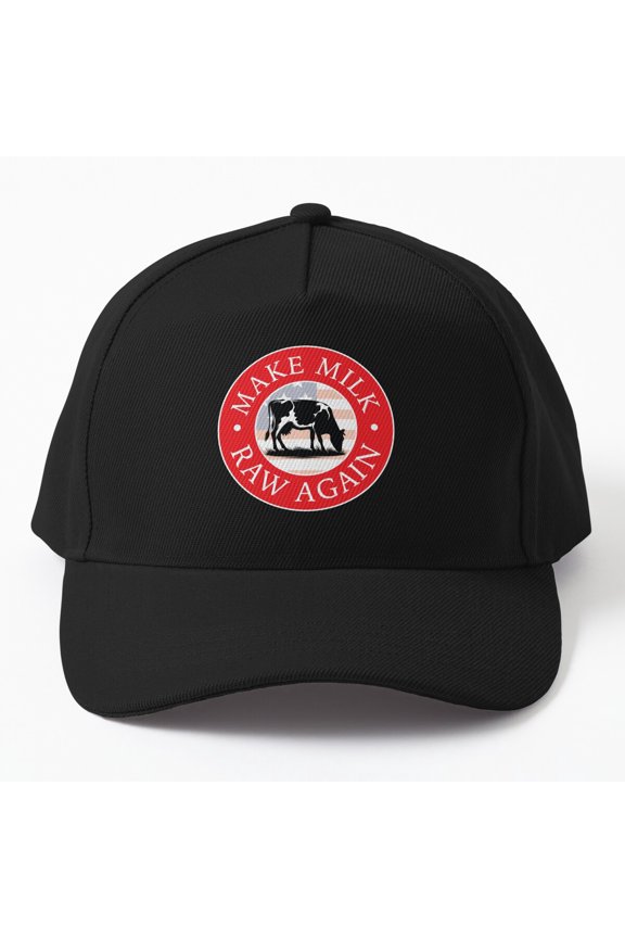 Make Milk Raw Again Baseball Cap, Organic Farmer Dairy Statement Design, Classic Hat