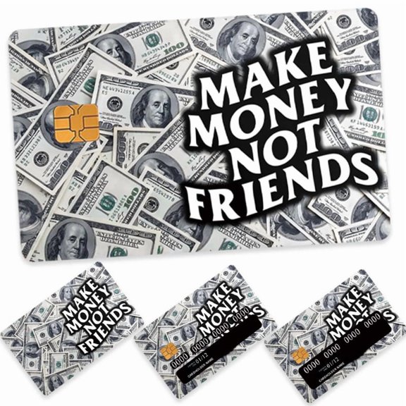Make Money Not Friends USD Money Design Credit Card Skin Sticker 4 Pack