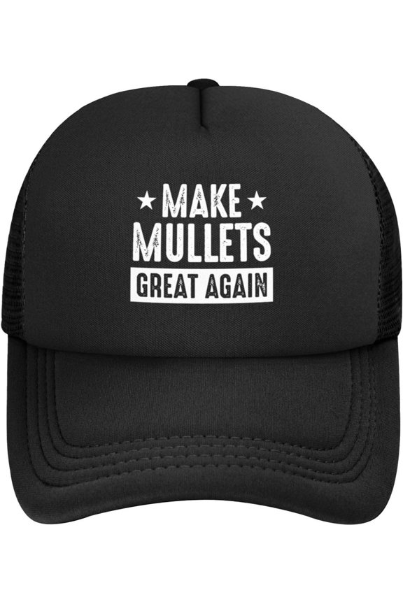 Make Mullets Great Again Funny Political Humor Mesh Baseball Cap Adjustable Dad Hat Trucker Hat for Women Men,Black