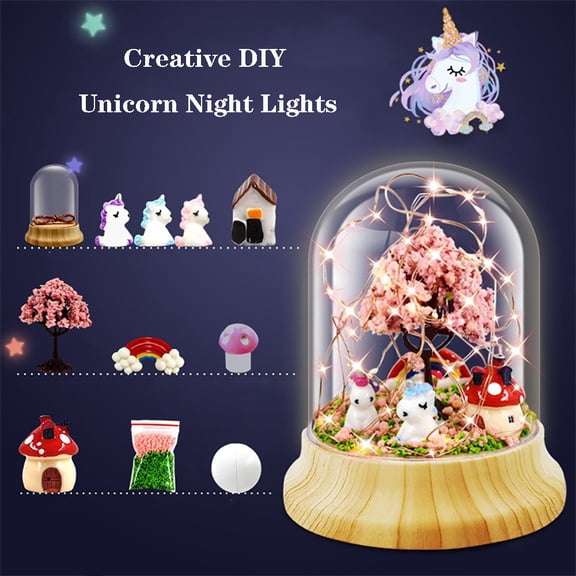 Make Your Own Night Light Unicorn DIY Kits Magic Night Light LED Table Lamp Kids Art Supplies Creativity Arts & Crafts Kit Children Christmas Birthday Gifts