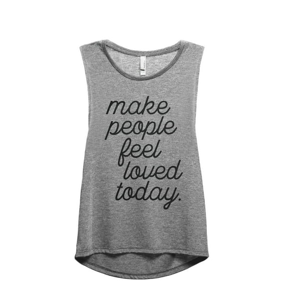 Make People Feel Loved Today Women's Fashion Sleeveless Muscle Workout Yoga Tank Top Heather Grey Grey Large