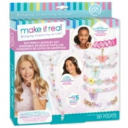 Make It Real Butterfly DIY Jewelry Set - Create 7 Pieces of Jewelry, Guides You to Design & Create Their Own Fashionable Jewelry, 281 Pieces, Includes Play Tray, Tweens & Girls, Ages 8+